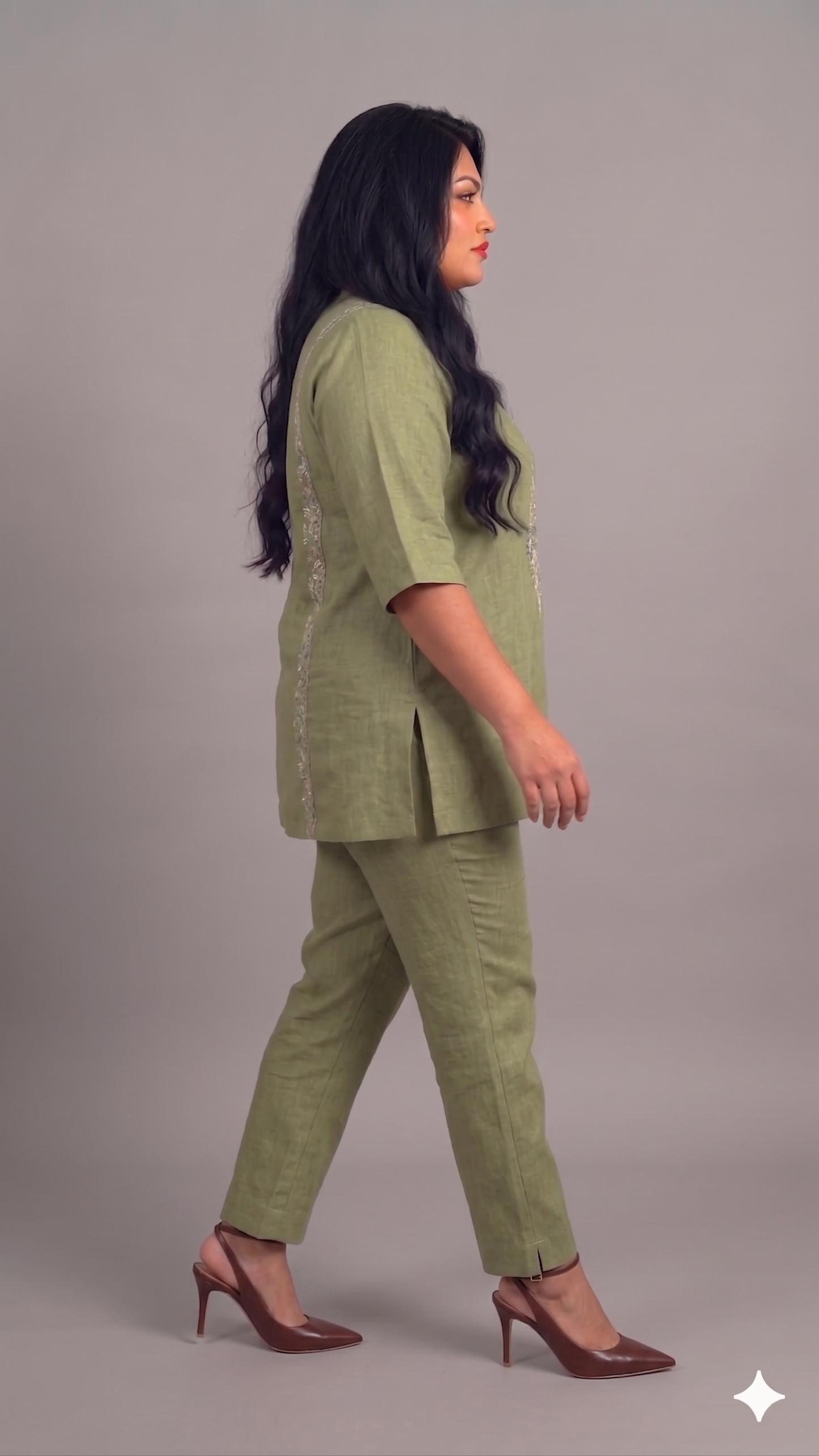 Premium Linen Embroidered Tunic & Trouser Set