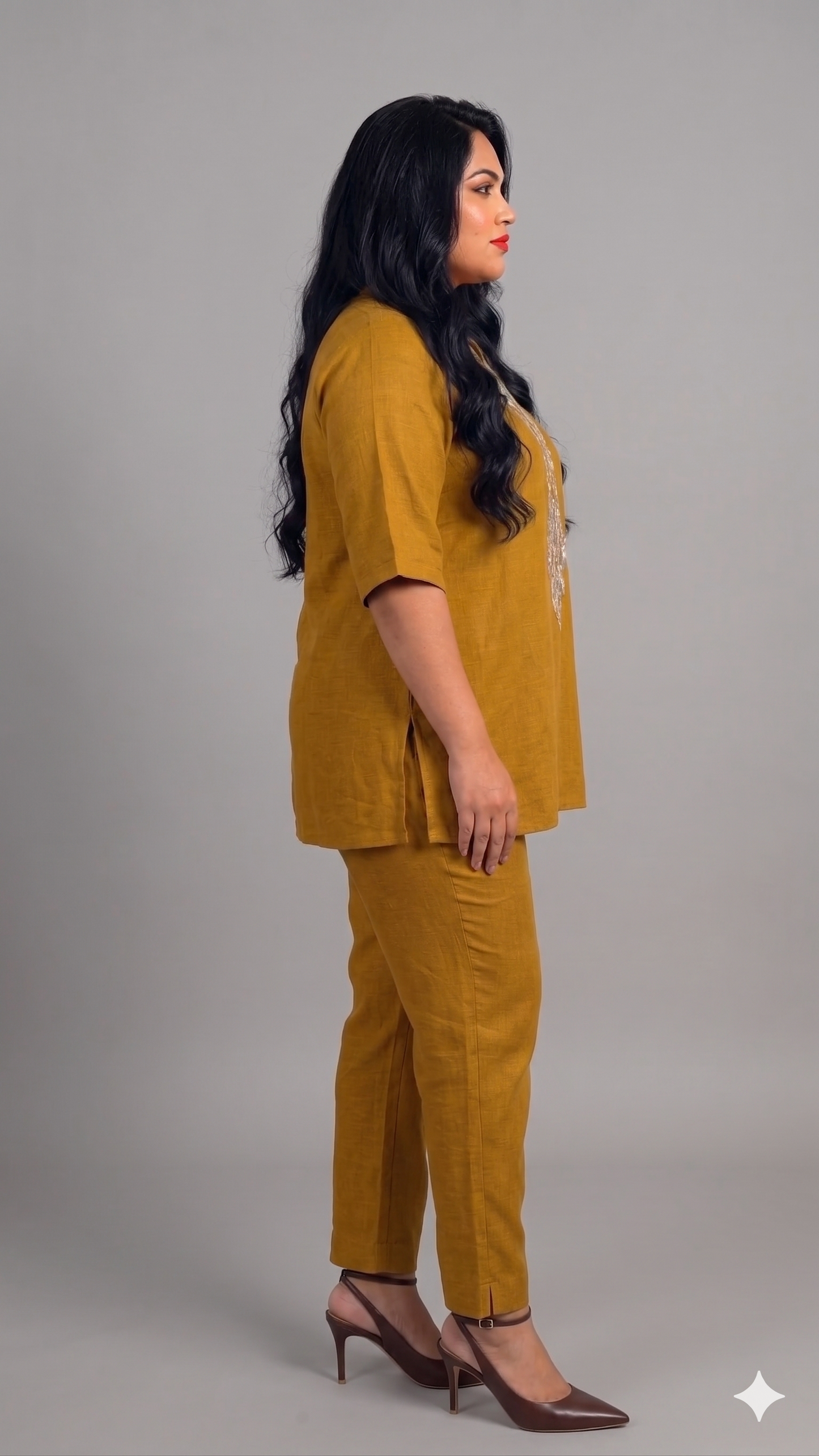 Premium Linen Embroidered Tunic & Trouser Set
