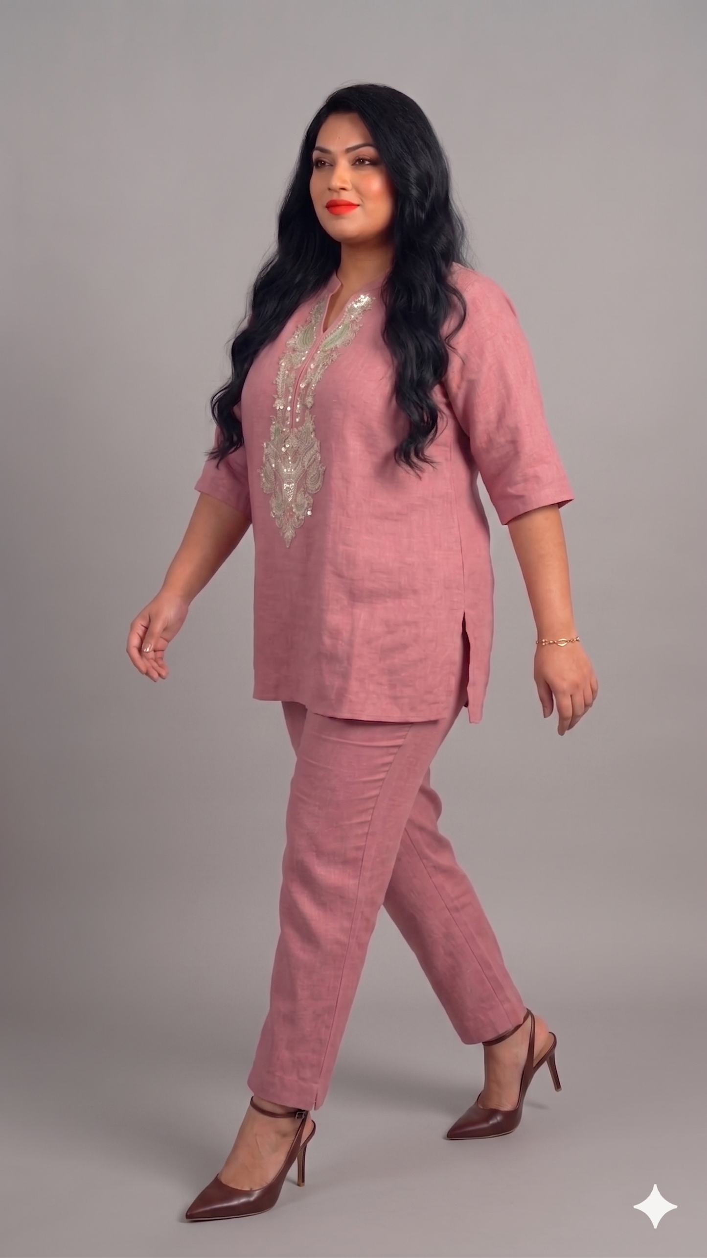 Premium Linen Embroidered Tunic & Trouser Set