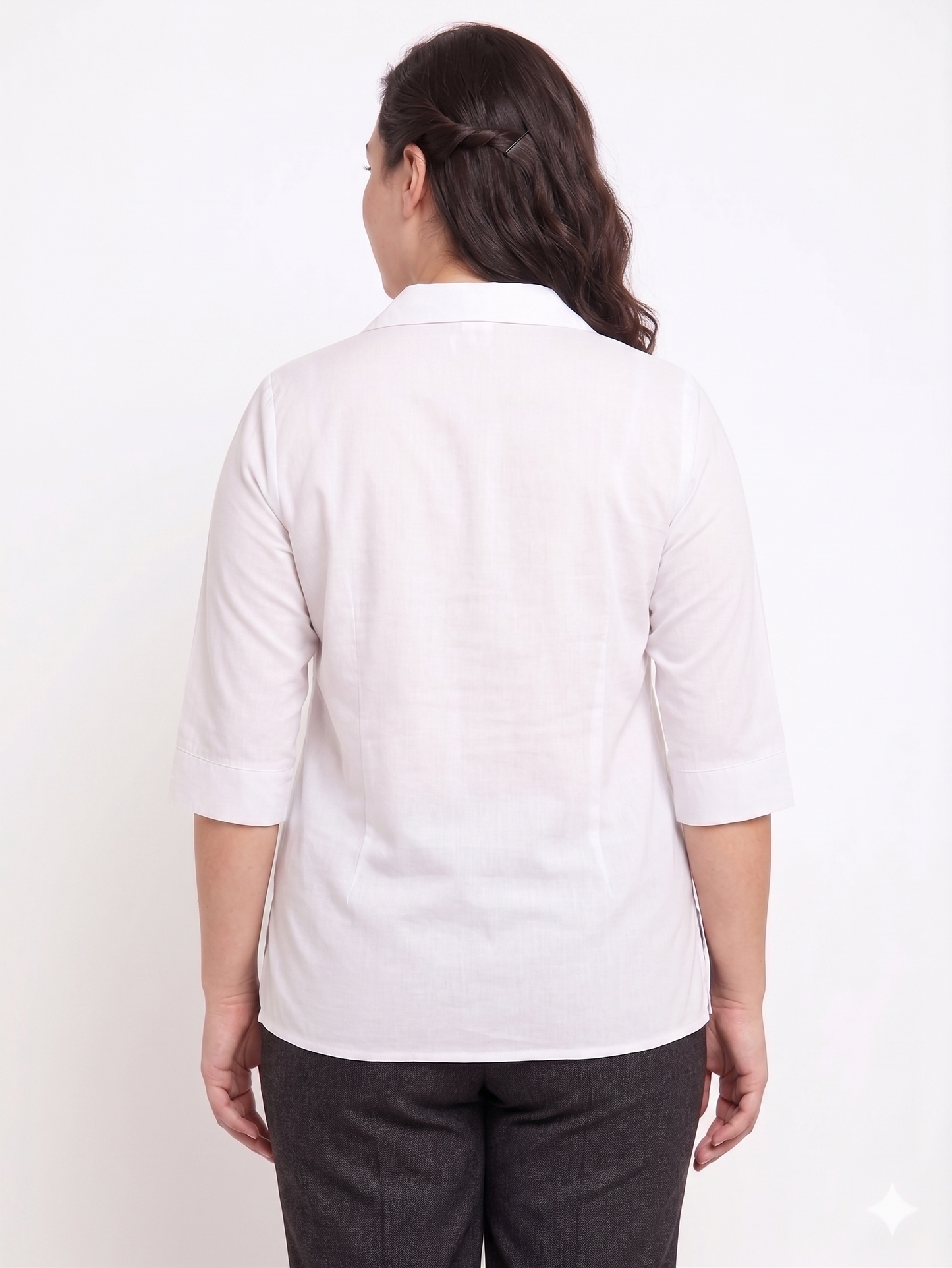 Collared Women’s Top in Moss Crepe