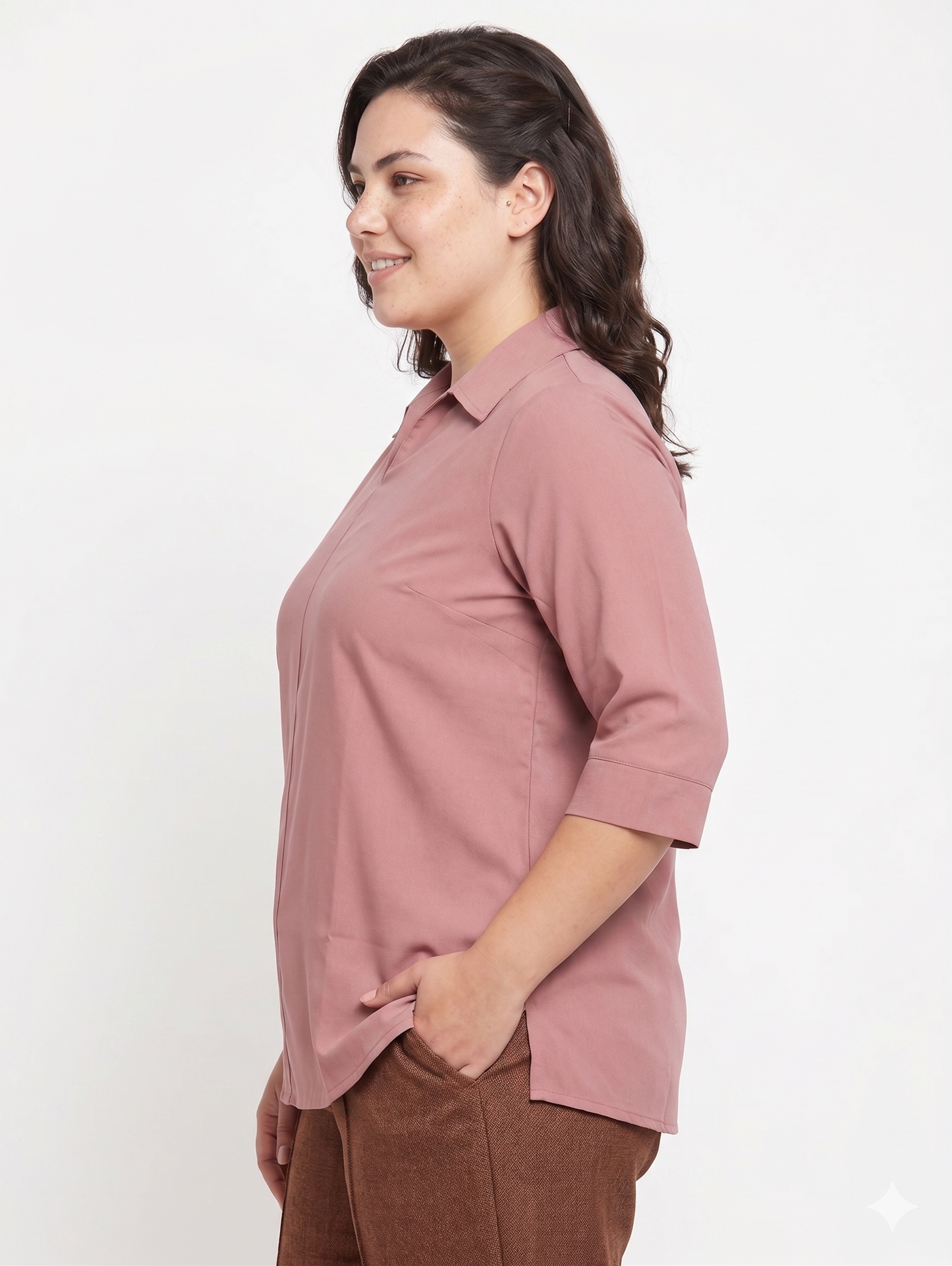 Collared Women’s Top in Moss Crepe