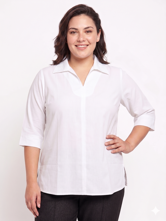 Collared Women’s Top in Moss Crepe