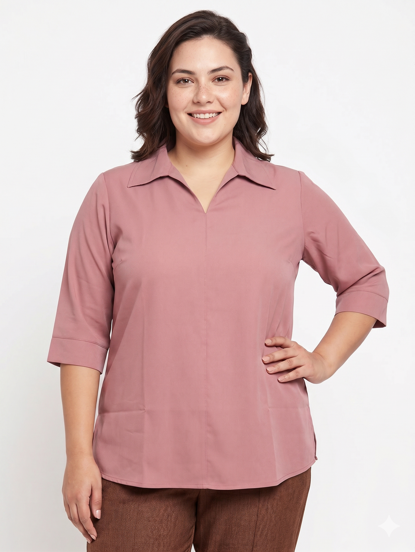 Collared Women’s Top in Moss Crepe