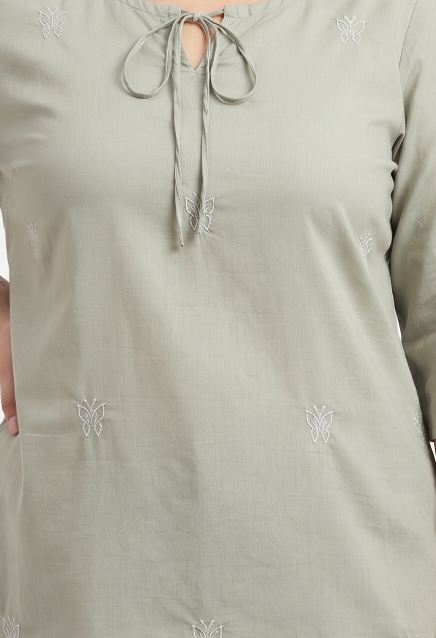 Everyday Comfort Embroidered Cotton Top
