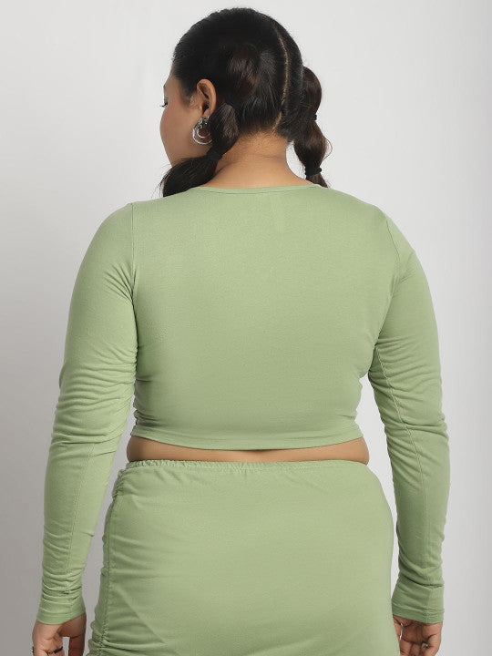 soft sagegreen drawstring front top