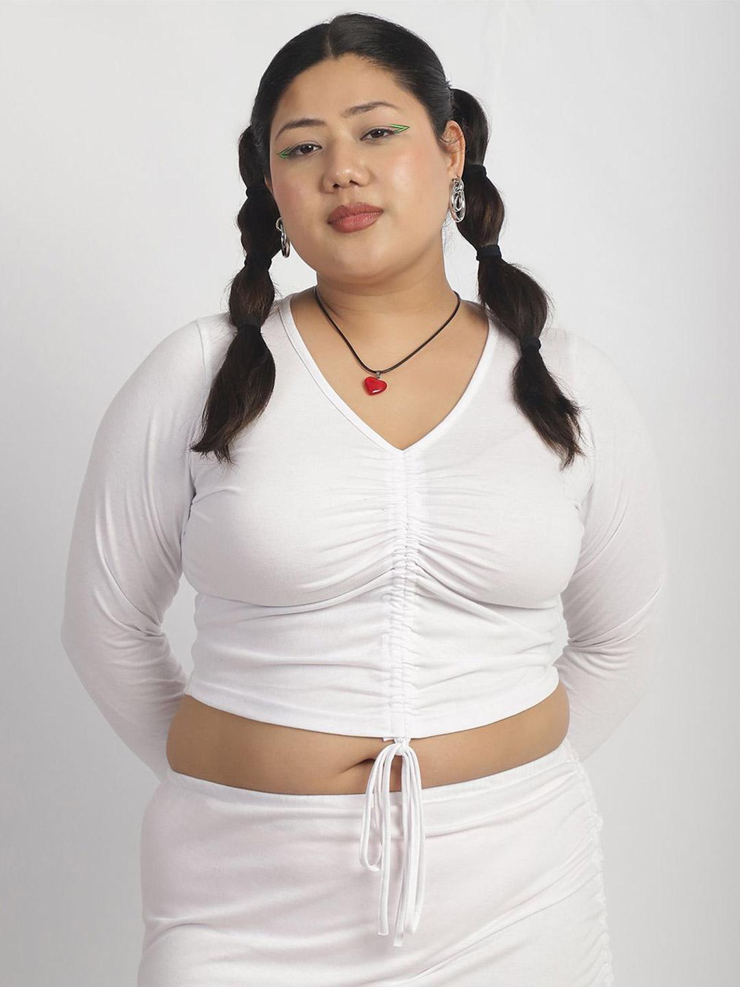 soft white drawstring front top