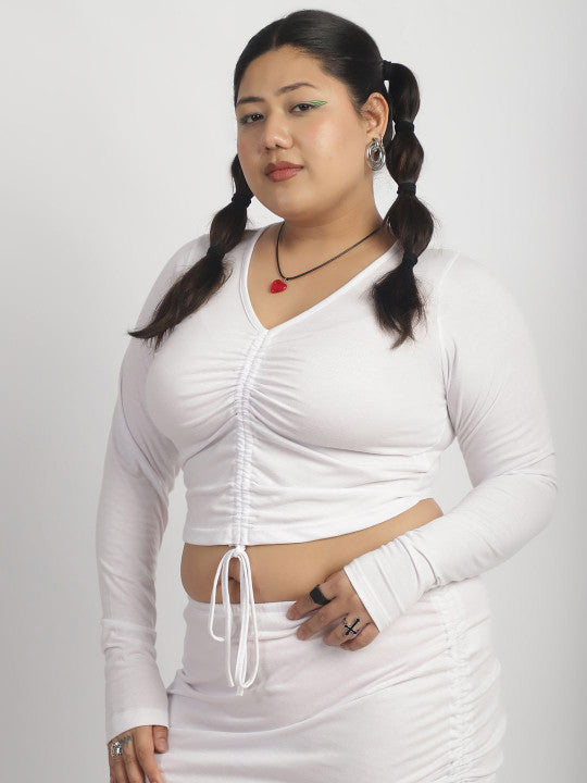 soft white drawstring front top