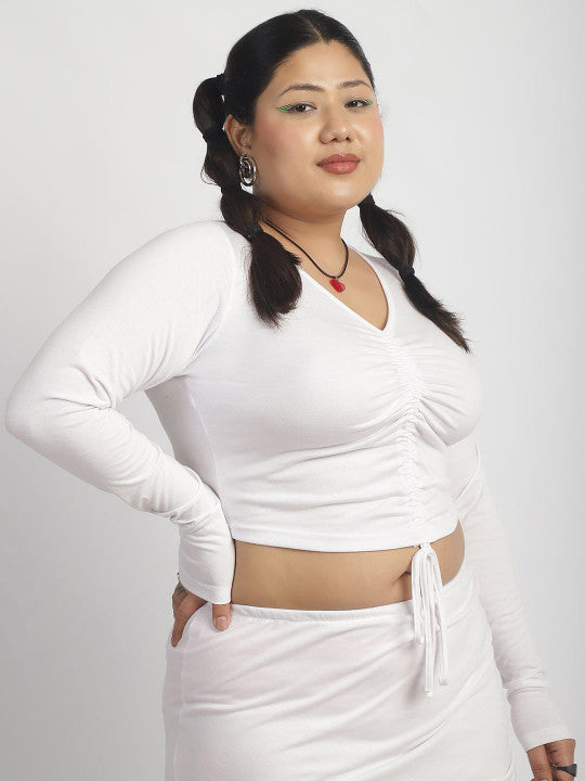 soft white drawstring front top