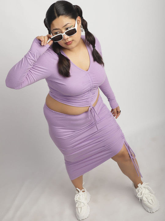 Soft Lilac Drawstring Front Top