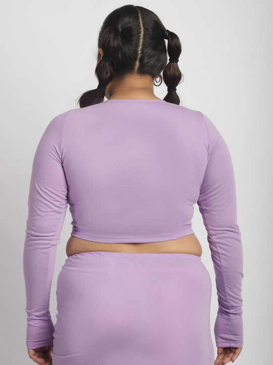 Soft Lilac Drawstring Front Top