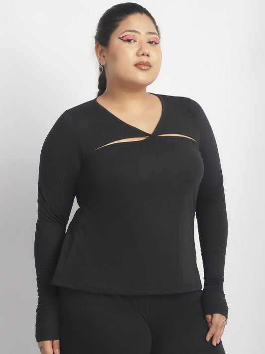 Noir Line Cutout Top