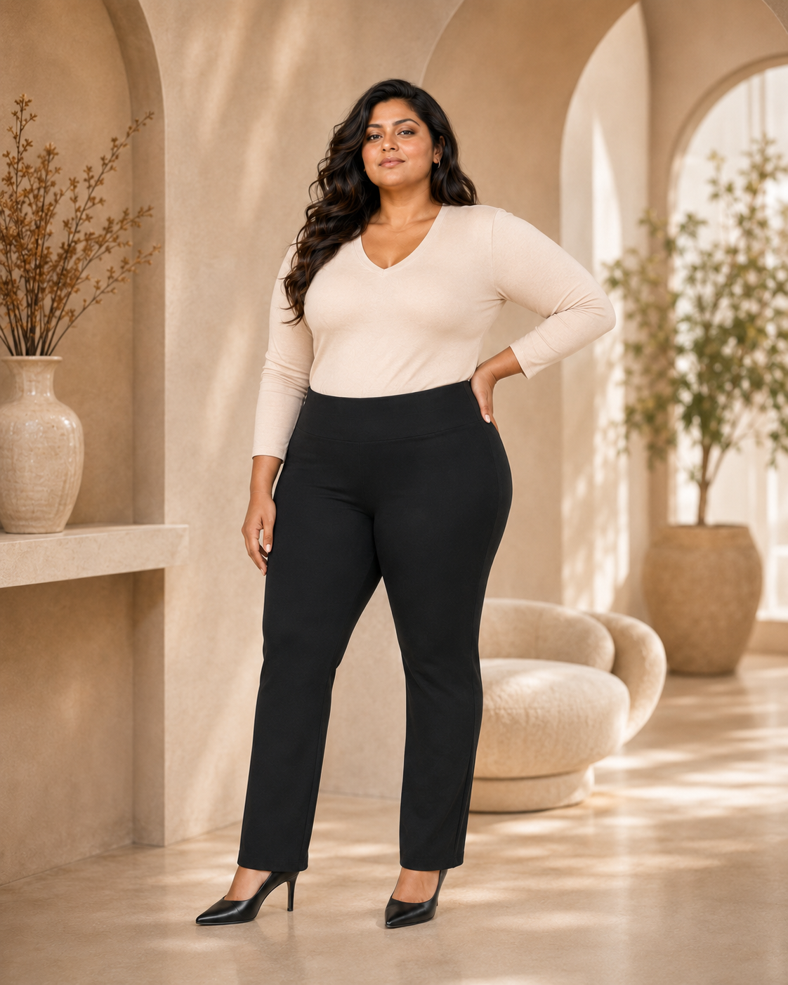 OG Magic Pants in Black styled on a plus-size model