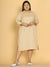 Women's Plus Size Beige Solid Color A-Line Linen Dress