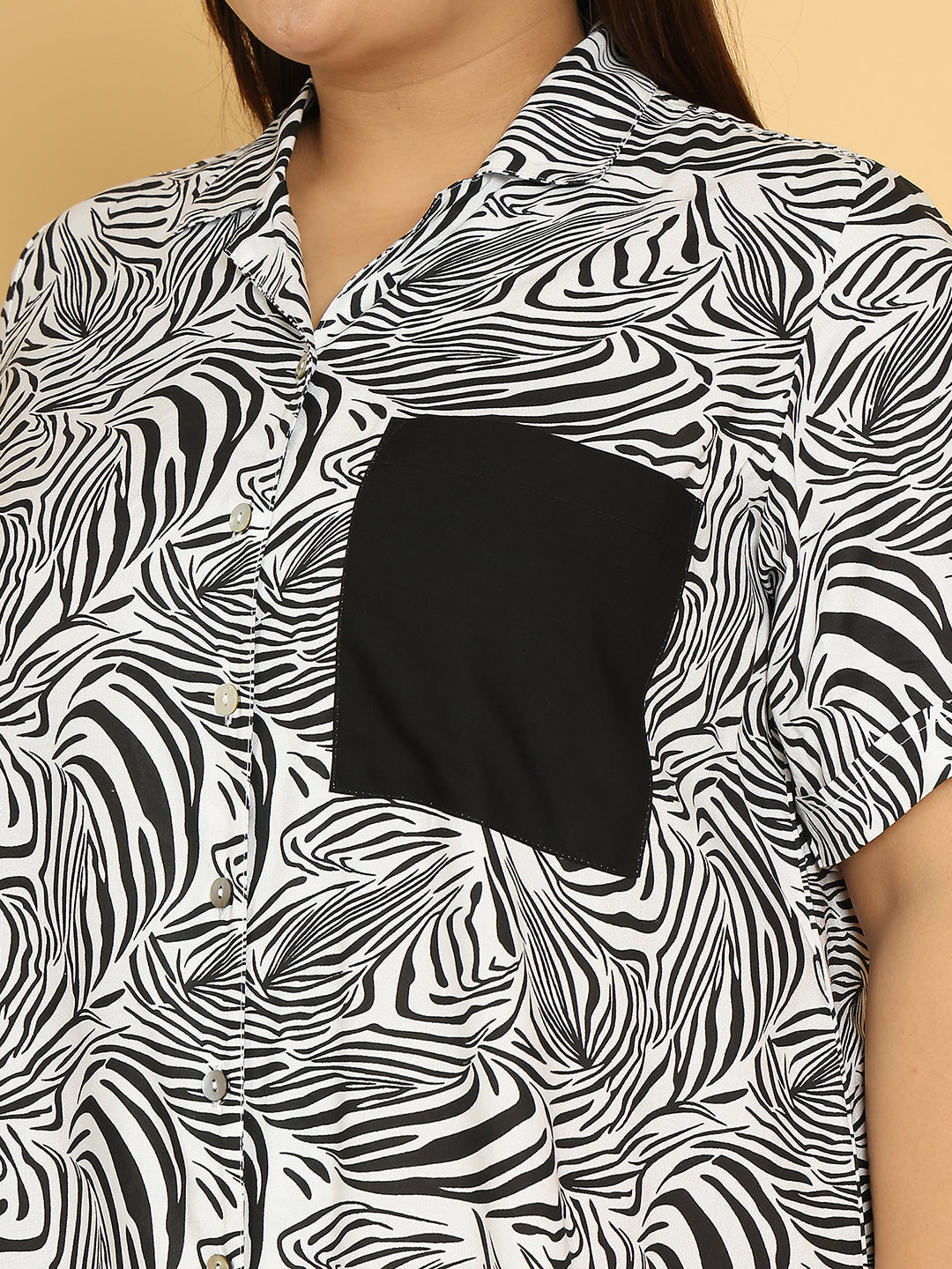 Women's Plus Size Black & White Zebra Printed A-Line Dress